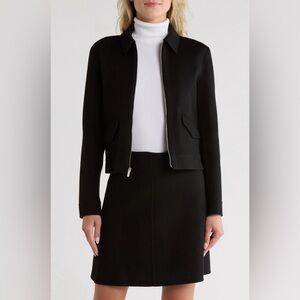Theory Short Zip Wool-Blend Jacket Black Size P NWOT
